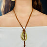Boho Chic Shell Necklace and Earring Set (Gold) for women - fashion jewelry by Palazzo Couture