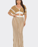 Boho - Chic Two - Piece Skirt Set (Taupe) - Palazzo Couture Online
