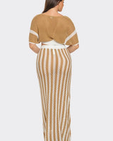 Boho - Chic Two - Piece Skirt Set (Taupe) - Palazzo Couture Online