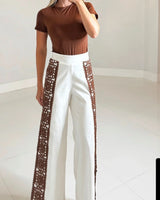 Boho Luxe Wide - Leg Crochet Panel Pants - Palazzo Couture Online