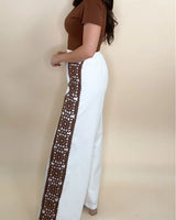 Boho Luxe Wide - Leg Crochet Panel Pants - Palazzo Couture Online
