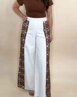 Boho Luxe Wide - Leg Crochet Panel Pants - Palazzo Couture Online