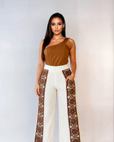 Boho Luxe Wide - Leg Crochet Panel Pants - Palazzo Couture Online