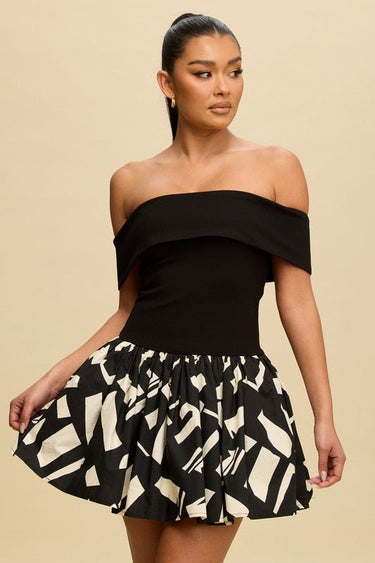 Bold Charm Off - Shoulder Mini Bubble Dress - Palazzo Couture Online