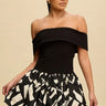 Bold Charm Off-Shoulder Mini Bubble Dress front view showing mini dress silhouette