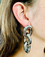 Bold Link Earrings – Silver Statement Hoops - trendy women's jewelry