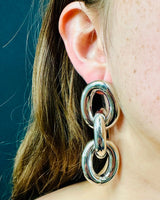 Bold Link Earrings – Silver Statement Hoops - women's statement jewelry