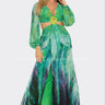 Bora Bora Chiffon Print Cut Out Maxi Dress (Green) - Palazzo Couture Online