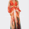 Bora Bora Chiffon Print Cut Out Maxi Dress (Orange) - Palazzo Couture Online