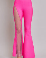 Boreal Crystal Mesh Detail Pants Set (Hot Pink) - Palazzo Couture Online