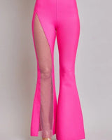 Women's Hot Pink pant set mesh style back view