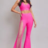 Boreal Crystal Mesh Detail Pants Set (Hot Pink) front view showing complete two piece pant set