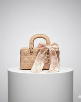 Bow Charm Quilted Mini Tote Bag with Detachable Scarf Accent - party clutch purse