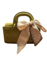Bow Charm Quilted Mini Tote Bag with Detachable Scarf Accent - women's evening clutch