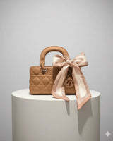 Bow Charm Quilted Mini Tote Bag with Detachable Scarf Accent - fashion bag for women