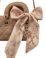 Bow Charm Quilted Mini Tote Bag with Detachable Scarf Accent - trendy women's bag