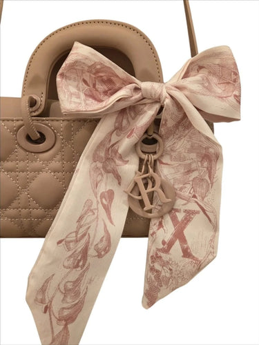 Bow Charm Quilted Mini Tote Bag with Detachable Scarf Accent - trendy women's bag
