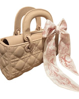Bow Charm Quilted Mini Tote Bag with Detachable Scarf Accent - trendy women's bag