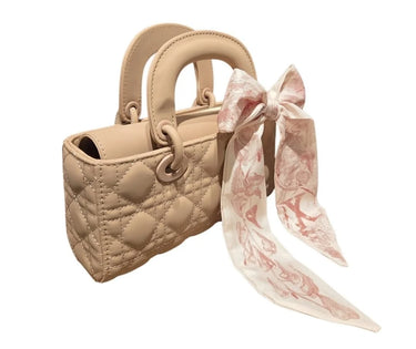 Bow Charm Quilted Mini Tote Bag with Detachable Scarf Accent - trendy women's bag