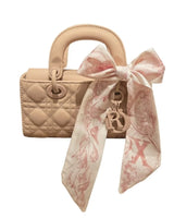 Bow Charm Quilted Mini Tote Bag with Detachable Scarf Accent - must-have women's purse