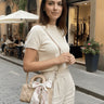 Bow Charm Quilted Mini Tote Bag with Detachable Scarf Accent for women - bag by Palazzo Couture