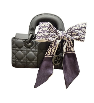 Bow Charm Quilted Mini Tote Bag with Detachable Scarf Accent for women - bag by Palazzo Couture