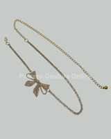 Bow Rhinestone Chain Belt (Gold) - Palazzo Couture Online