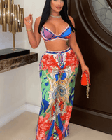 Bra top and Wide leg pants set (Multi) - Palazzo Couture Online