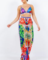 Bra top and Wide leg pants set (Multi) - Palazzo Couture Online