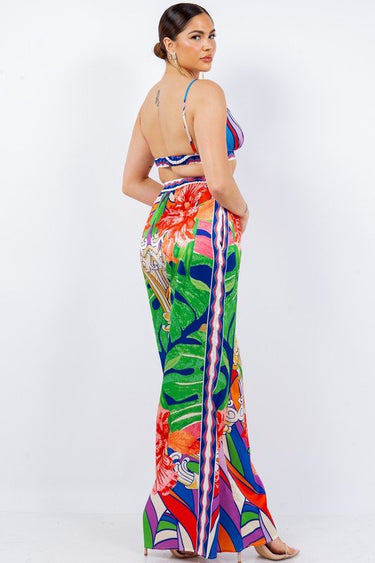Bra top and Wide leg pants set (Multi) - Palazzo Couture Online