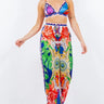 Bra top and Wide leg pants set (Multi) close up of wide leg top design and fabric detail