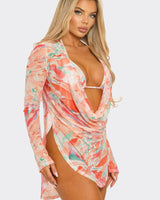 Breezy Waves 3 - Piece Bikini Set (Coral) - Palazzo Couture Online