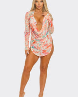 Breezy Waves 3 - Piece Bikini Set (Coral) - Palazzo Couture Online