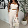 Breezy Weekend Pant Set (Beige) front view showing complete two piece pant set