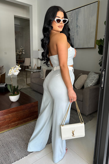 Breezy Weekend Pant Set (Light Blue) - Palazzo Couture Online