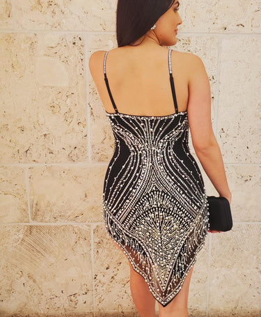 Brightest Diamond Mini Dress ( Black) - Palazzo Couture Online