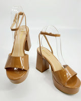 Britney Chunky Heels (Tan) - women's statement party shoes