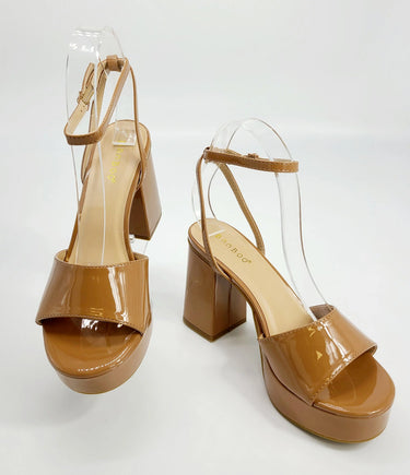 Britney Chunky Heels (Tan) - women's statement party shoes