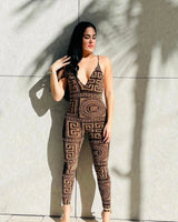 Bronze Royalty Bronze Jumpsuit with Sheer Velvet Detail - trendy women's jumpsuit