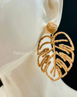 Brown Statement Earrings – Leaf Design for women - fashion jewelry by Palazzo Couture