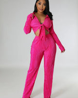 Brunch Babe Pant Set (Fuchsia) front view showing complete two piece pant set