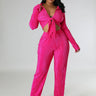 Brunch Babe Pant Set (Fuchsia) front view showing complete two piece pant set