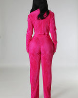 Elegant Fuchsia matching two piece pant set styled for going out