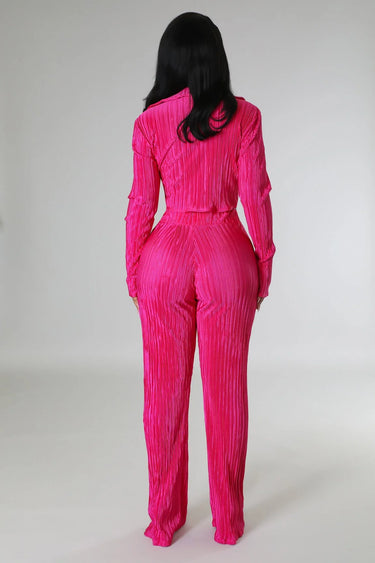 Elegant Fuchsia matching two piece pant set styled for going out