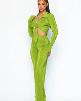 Brunch Babe Pant Set (Lime) front view showing complete two piece pant set