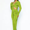 Brunch Babe Pant Set (Lime) front view showing complete two piece pant set