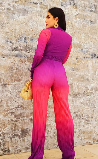 Brunch Babe Pant Set (Magenta Combo) - Palazzo Couture Online