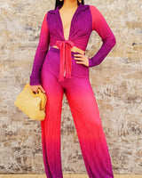 Brunch Babe Pant Set (Magenta Combo) - Palazzo Couture Online