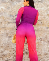Women's Magenta Combo pant set matching style back view