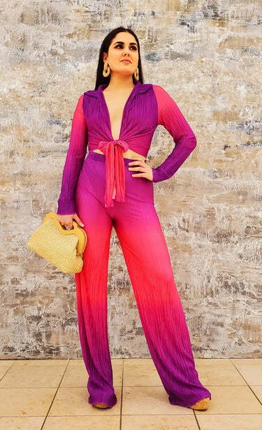Women's Magenta Combo matching pant set from Palazzo Couture collection